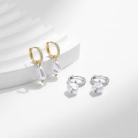 1 Pair Ig Style Elegant Sweet Irregular Plating Inlay Sterling Silver Pearl 14k Gold Plated Rhodium Plated Hoop Earrings main image 5