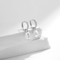 1 Pair Ig Style Elegant Sweet Irregular Plating Inlay Sterling Silver Pearl 14k Gold Plated Rhodium Plated Hoop Earrings main image 4