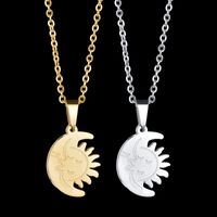 Décontractée Soleil Lune Acier Inoxydable Placage Pendentif main image 1