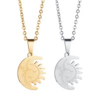 Casual Sun Moon Stainless Steel Plating Pendant Necklace main image 4
