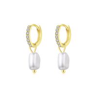 1 Pair Ig Style Elegant Sweet Irregular Plating Inlay Sterling Silver Pearl 14k Gold Plated Rhodium Plated Hoop Earrings sku image 2