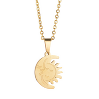 Casual Sun Moon Stainless Steel Plating Pendant Necklace sku image 1