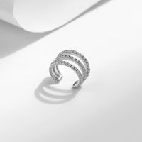Mode S925 Sterling Argent Trois-couche Diamant-intégré Oreille Clip Punk Non-percé Boucles D'oreilles main image 3