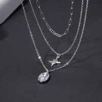 Simple Style Commute Star Oval Rhinestones Alloy Wholesale Three Layer Necklace main image 3