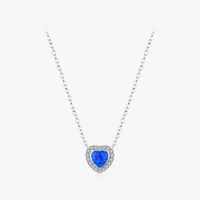Ig Style Elegant Commute Heart Shape Sterling Silver Rhodium Plated Opal Necklace In Bulk sku image 1