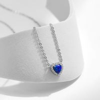 Ig-stil Elegant Pendeln Herzform Sterling Silber Überzogen Mit Rhodium Opal Halskette In Masse main image 3