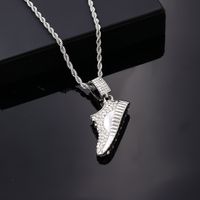 Hip-Hop Vintage Style Rock Shoe 304 Stainless Steel Copper Plating Inlay Zircon K Gold Plated Rhodium Plated Men's Pendant Necklace main image 3