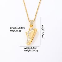 Hip-Hop Vintage Style Rock Shoe 304 Stainless Steel Copper Plating Inlay Zircon K Gold Plated Rhodium Plated Men's Pendant Necklace sku image 1