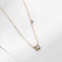 Ig Style Commute Square Sterling Silver Rhodium Plated Zircon Necklace In Bulk main image 3