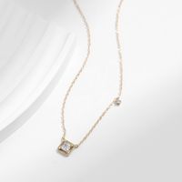 Ig Style Commute Square Sterling Silver Rhodium Plated Zircon Necklace In Bulk main image 1