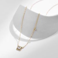 Ig Style Commute Square Sterling Silver Rhodium Plated Zircon Necklace In Bulk main image 4