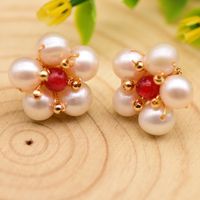1 Pair Retro Flower Plating Freshwater Pearl 18k Gold Plated Ear Studs main image 1