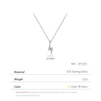 Ig Style Simple Style Commute Lightning Sterling Silver 14k Gold Plated Rhodium Plated Zircon Necklace In Bulk main image 6