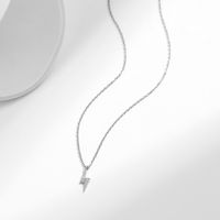Ig Style Simple Style Commute Lightning Sterling Silver 14k Gold Plated Rhodium Plated Zircon Necklace In Bulk main image 5