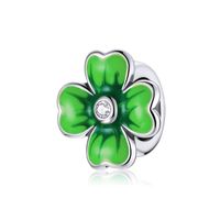 Casual Four Leaf Clover Heart Shape Frog Sterling Silver Inlay Malachite Glass Zircon Jewelry Accessories sku image 1
