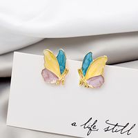 1 Pair Lady Butterfly Enamel Alloy Ear Studs main image 3