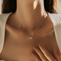 Ig Style Romantic Sweet Infinity Sterling Silver 14k Gold Plated Rhodium Plated Zircon Necklace In Bulk main image 1