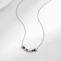 Ig Style Commute Colorful Sterling Silver Rhodium Plated Zircon Necklace In Bulk main image 1