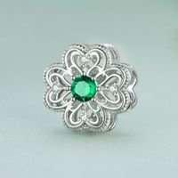 Casual Four Leaf Clover Heart Shape Frog Sterling Silver Inlay Malachite Glass Zircon Jewelry Accessories main image 7