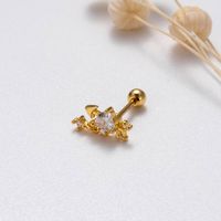 1 Piece Sweet Simple Style Pentagram Flower Butterfly Plating Inlay Copper Zircon Cartilage Earrings main image 2