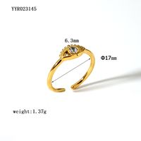 304 Stainless Steel 18K Gold Plated Vintage Style Plating Inlay Devil'S Eye Solid Color Rhinestones Open Rings sku image 1