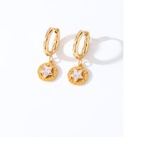 1 Pair Cute Simple Style Star Flower Plating Inlay Stainless Steel Zircon Drop Earrings main image 3