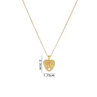 Vintage Style Sun Heart Shape Butterfly Titanium Steel Plating Inlay Zircon Gold Plated Pendant Necklace main image 3