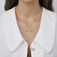 Cute Sweet Heart Shape Copper Plating Inlay Zircon Pendant Necklace main image 4