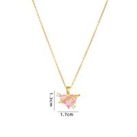 Cute Sweet Heart Shape Copper Plating Inlay Zircon Pendant Necklace sku image 1