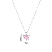 Cute Sweet Heart Shape Copper Plating Inlay Zircon Pendant Necklace sku image 2