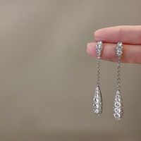 1 Pair Ig Style Water Droplets Plating Inlay Copper Zircon Drop Earrings main image 3