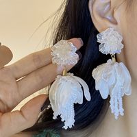 Wholesale Jewelry Ig Style Sweet U Shape Flower Alloy Beaded Plating Drop Earrings main image 1