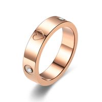 Simple Style Heart Shape Titanium Steel Inlay Rhinestones Couple Rings sku image 18