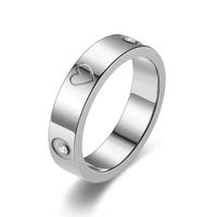 Simple Style Heart Shape Titanium Steel Inlay Rhinestones Couple Rings sku image 1