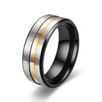 Simple Style Color Block Titanium Steel Couple Rings main image 3