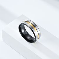 Simple Style Color Block Titanium Steel Couple Rings main image 4