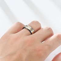 Simple Style Color Block Titanium Steel Couple Rings main image 6