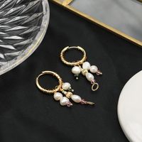 1 Pair Ig Style Round Beaded Freshwater Pearl Sterling Silver 18k Gold Plated Drop Earrings main image 5