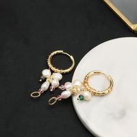 1 Pair Ig Style Round Beaded Freshwater Pearl Sterling Silver 18k Gold Plated Drop Earrings main image 4