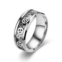Casual Simple Style Gear Titanium Steel Enamel Couple Rings main image 3