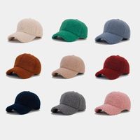 Autumn And Winter New Thickened Lamb Wool Solid Color Curved Brim Peaked Cap Women's Simple Fashionable Warm Baseball Cap Men's Sunhat main image 1