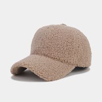 Autumn And Winter New Thickened Lamb Wool Solid Color Curved Brim Peaked Cap Women's Simple Fashionable Warm Baseball Cap Men's Sunhat main image 3
