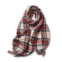 Korean Style Contrast Color Check Retro Artificial Cashmere Scarf Women's Winter Neck Warmer Warm All-matching Fashion Ins Factory Wholesale sku image 2