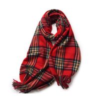 Korean Style Contrast Color Check Retro Artificial Cashmere Scarf Women's Winter Neck Warmer Warm All-matching Fashion Ins Factory Wholesale sku image 4