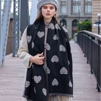 Women's Scarf High-grade Heart Printing Mid-length Warm Autumn And Winter Scarf New Winter Fashion Commuter Scarf For Women main image 5