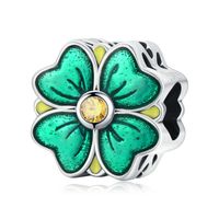 Casual Four Leaf Clover Heart Shape Frog Sterling Silver Inlay Malachite Glass Zircon Jewelry Accessories sku image 3