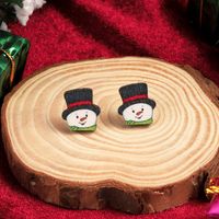1 Pair Cute Christmas Tree Santa Claus Sock Wood Ear Studs sku image 1