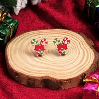 1 Pair Cute Christmas Tree Santa Claus Sock Wood Ear Studs sku image 7