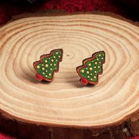 1 Pair Cute Christmas Tree Santa Claus Sock Wood Ear Studs sku image 8