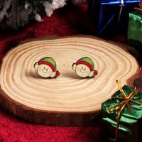1 Pair Cute Christmas Tree Santa Claus Sock Wood Ear Studs sku image 14